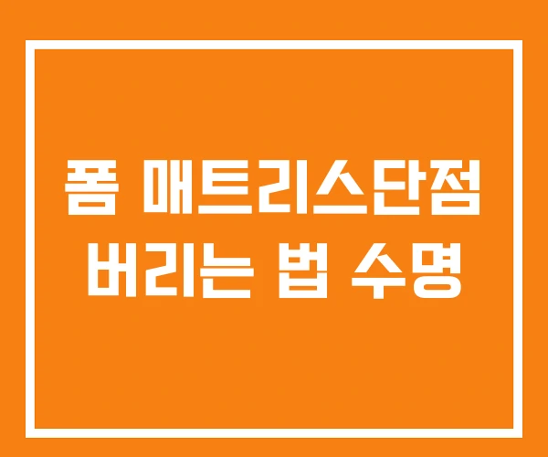 폼 매트리스단점 버리는 법 수명 폼 매트리스단점 버리는 법 수명