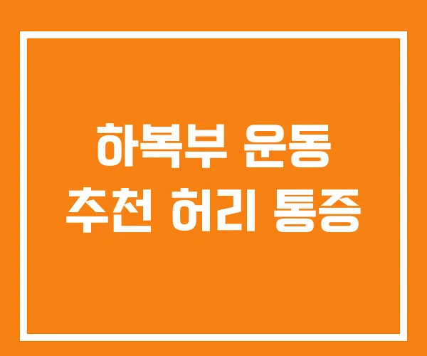 하복부 운동 추천 허리 통증