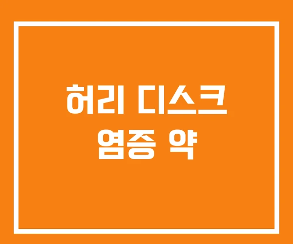 허리 디스크 염증 약