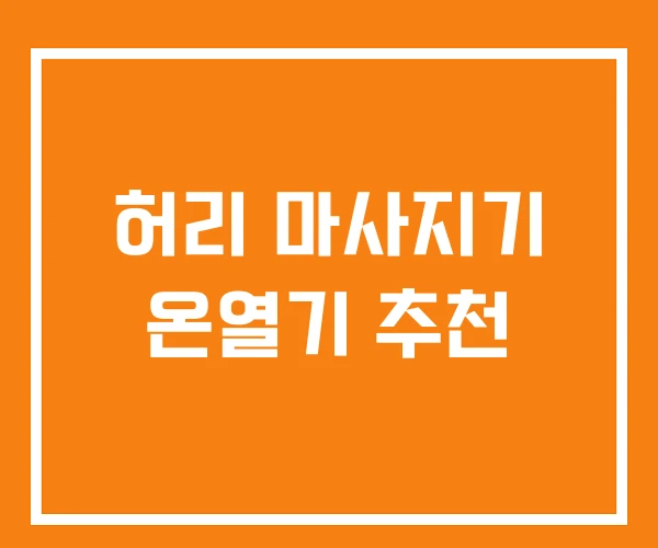 허리 마사지기 온열기 추천