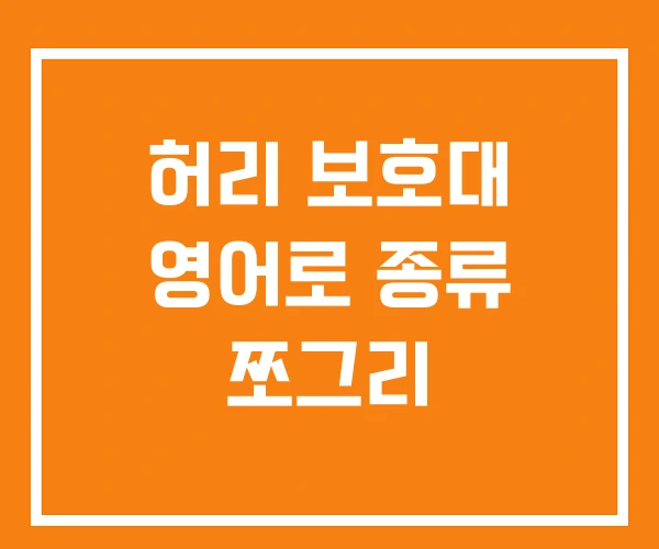 허리 보호대 영어로 종류 쪼그리