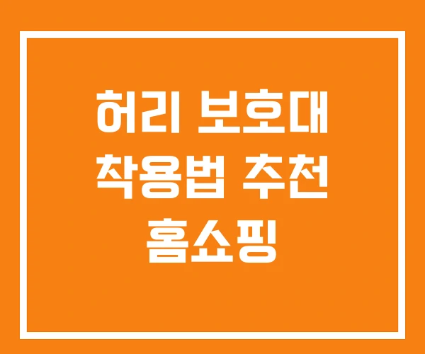 허리 보호대 착용법 추천 홈쇼핑