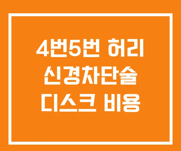 4번5번 허리 신경차단술 디스크 비용