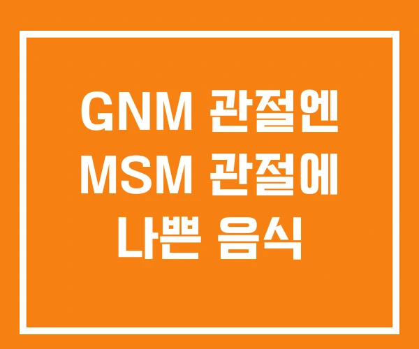 GNM 관절엔 MSM 관절에 나쁜 음식