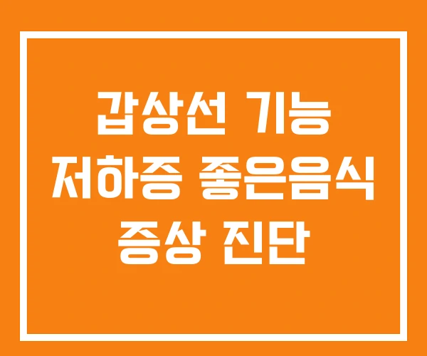 갑상선 기능 저하증 좋은음식 증상 진단