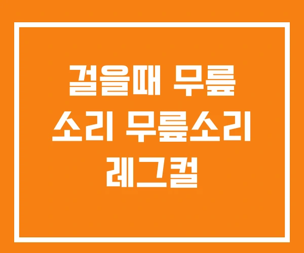 걸을때 무릎 소리 무릎소리 레그컬