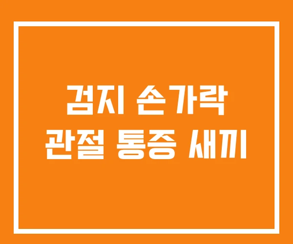 검지 손가락 관절 통증 새끼