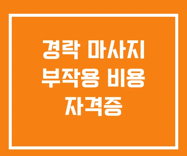 경락 마사지 부작용 비용 자격증