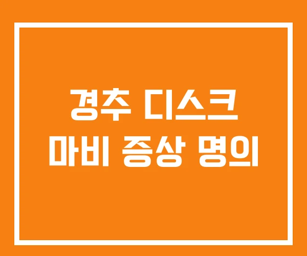 경추 디스크 마비 증상 명의