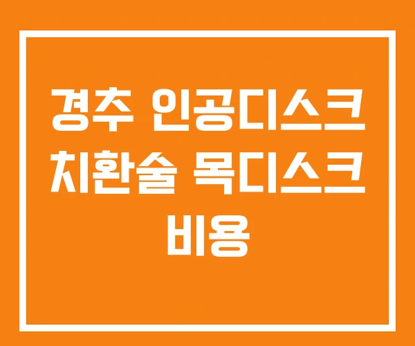 경추 인공디스크 치환술 목디스크 비용