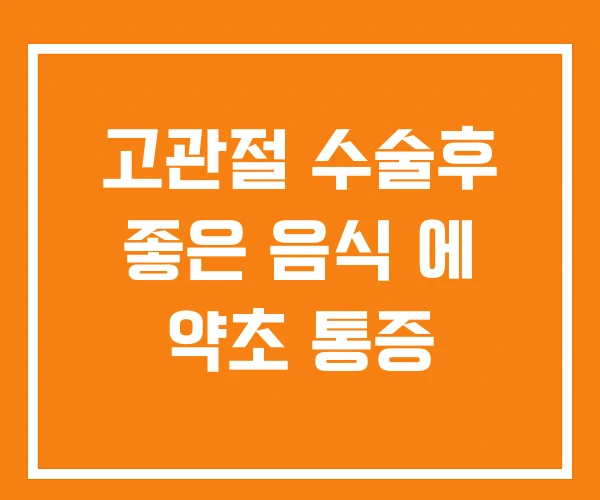 고관절 수술후 좋은 음식 에 약초 통증