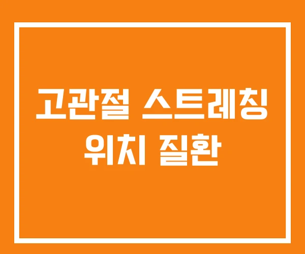 고관절 스트레칭 위치 질환