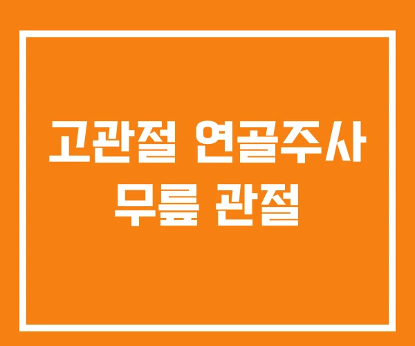 고관절 연골주사 무릎 관절