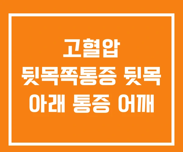 고혈압 뒷목쪽통증 뒷목 아래 통증 어깨 고혈압 뒷목쪽통증 뒷목 아래 통증 어깨