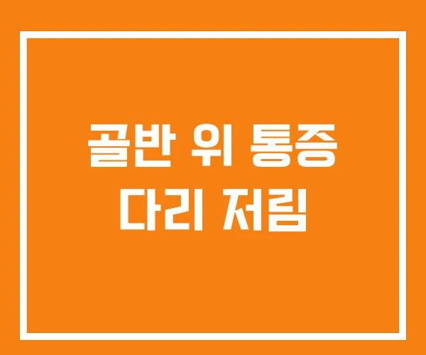 골반 위 통증 다리 저림