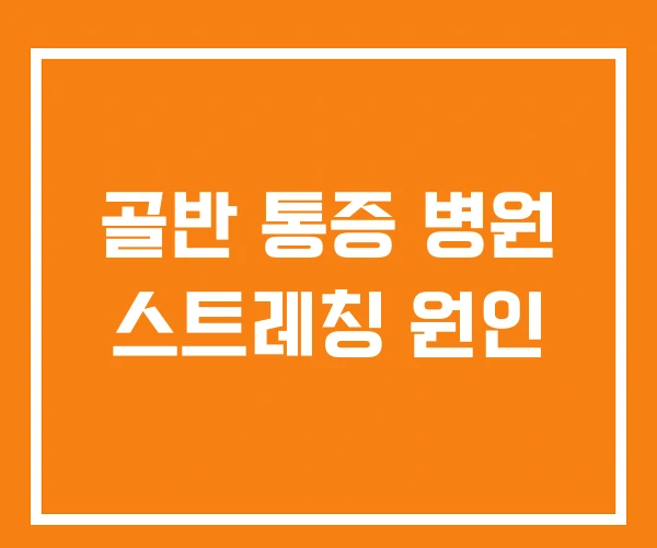 골반 통증 병원 스트레칭 원인