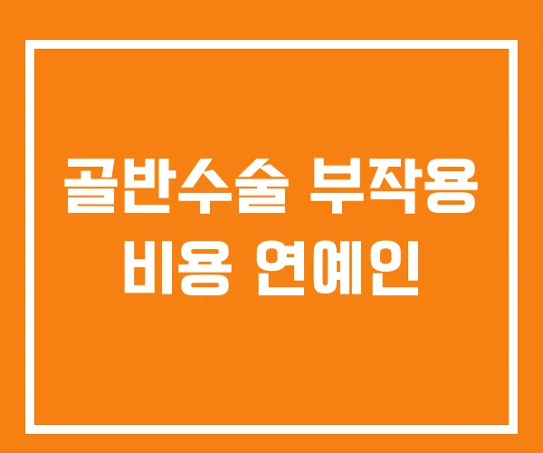 골반수술 부작용 비용 연예인