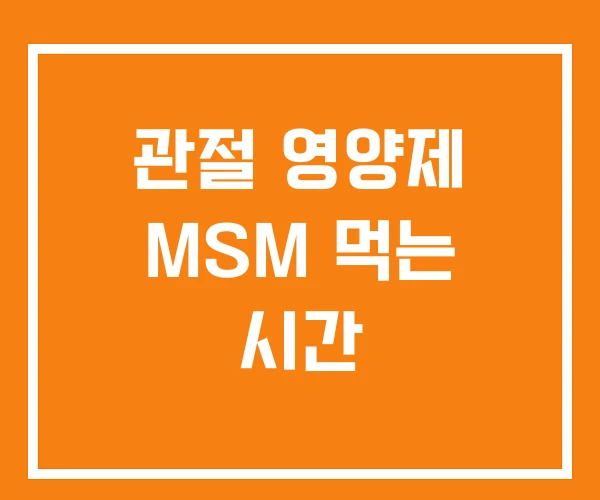 관절 영양제 MSM 먹는 시간