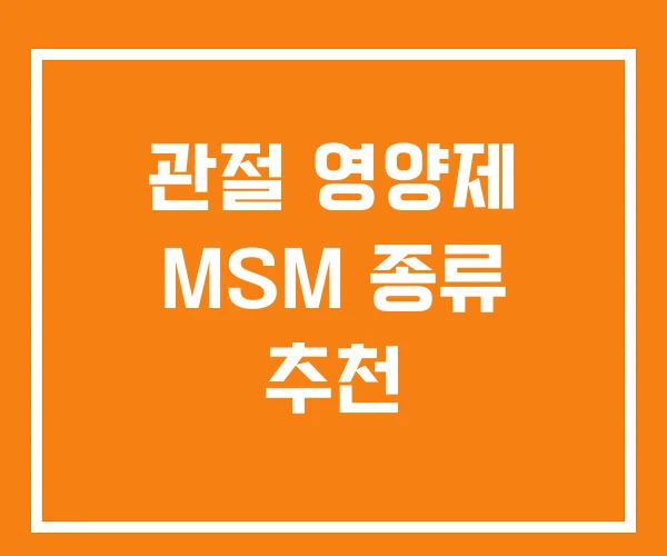 관절 영양제 MSM 종류 추천