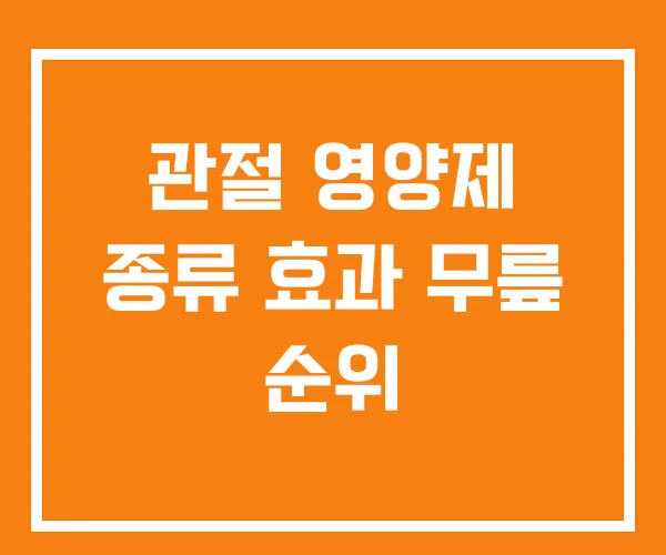 관절 영양제 종류 효과 무릎 순위