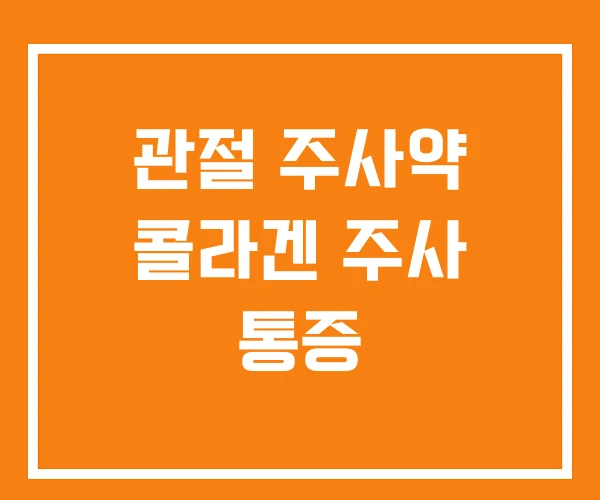 관절 주사약 콜라겐 주사 통증