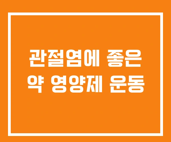 관절염에 좋은 약 영양제 운동 관절염에 좋은 약 영양제 운동