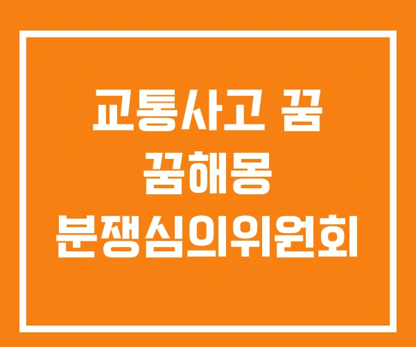 교통사고 꿈 꿈해몽 분쟁심의위원회