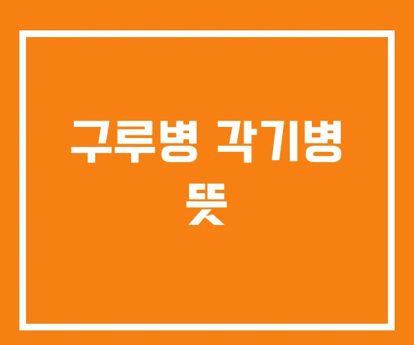 구루병 각기병 뜻