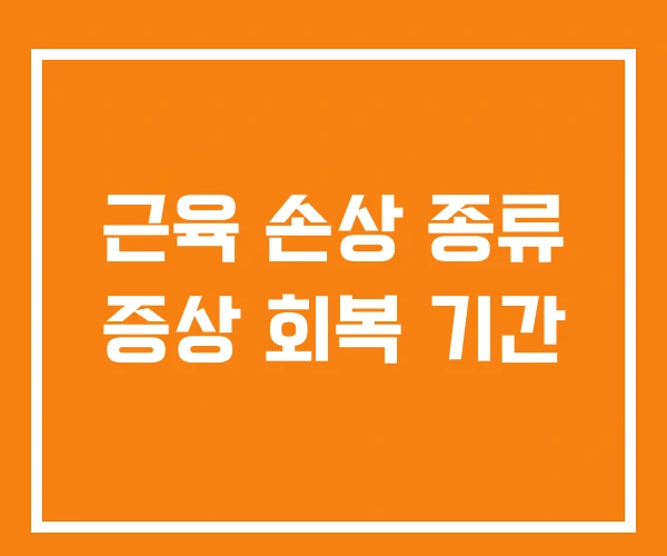 근육 손상 종류 증상 회복 기간
