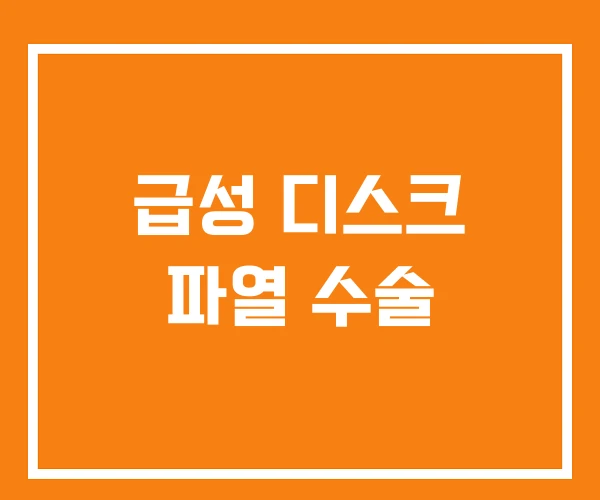 급성 디스크 파열 수술 급성 디스크 파열 수술