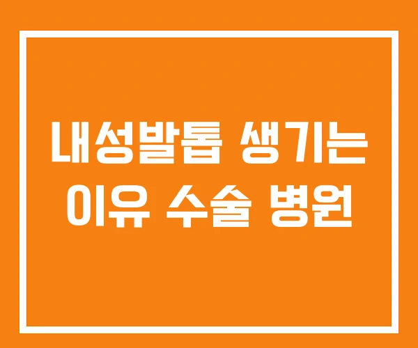 내성발톱 생기는 이유 수술 병원