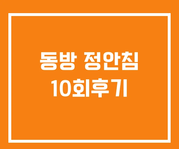 동방 정안침 10회후기