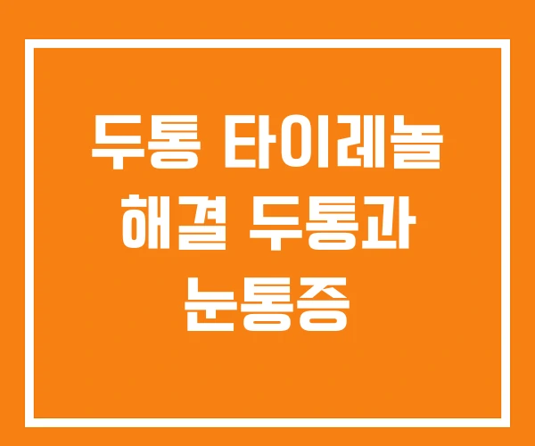 두통 타이레놀 해결 두통과 눈통증