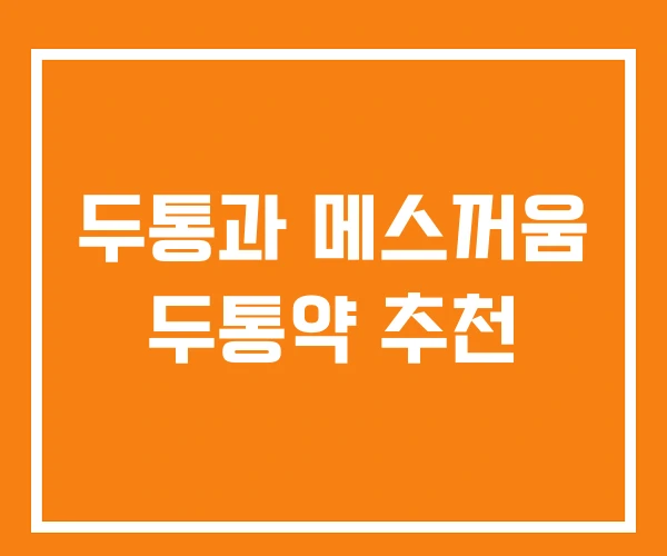 두통과 메스꺼움 두통약 추천