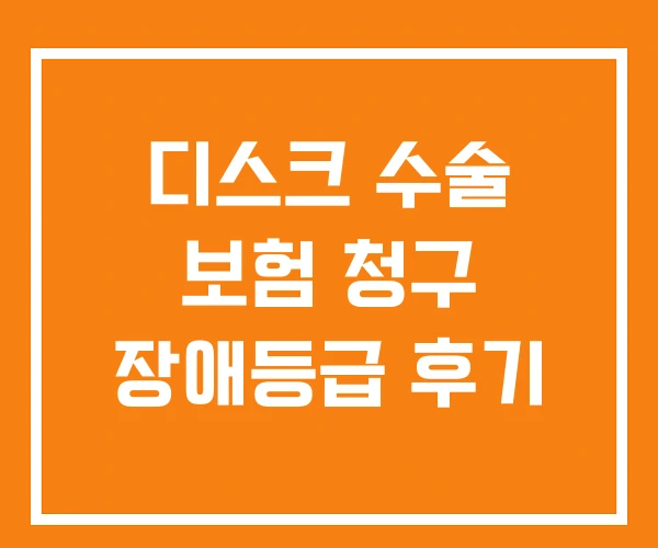 디스크 수술 보험 청구 장애등급 후기