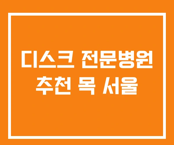 디스크 전문병원 추천 목 서울