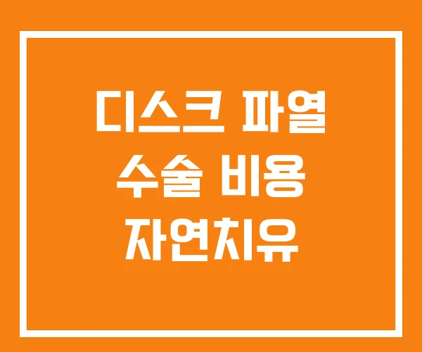 디스크 파열 수술 비용 자연치유