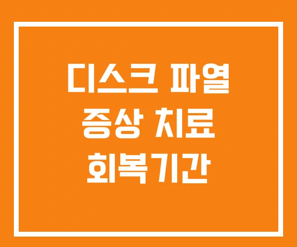 디스크 파열 증상 치료 회복기간