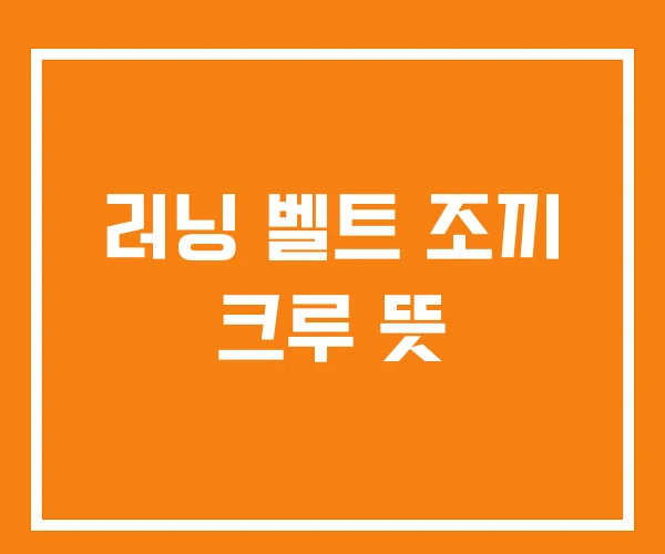 러닝 벨트 조끼 크루 뜻