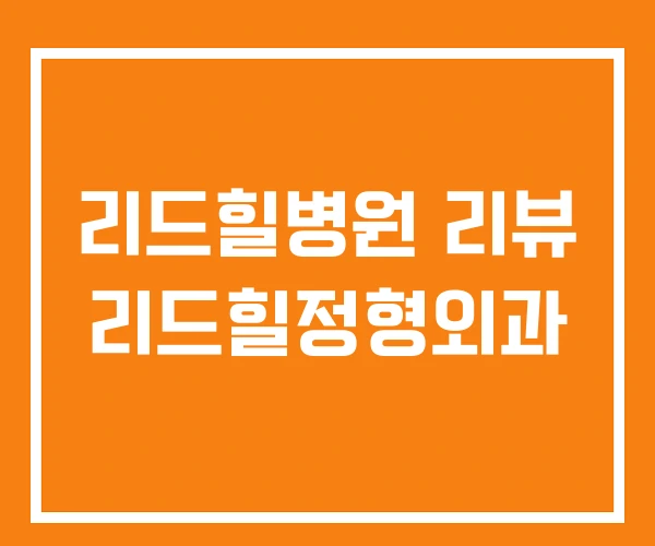리드힐병원 리뷰 리드힐정형외과 리드힐병원 리뷰 리드힐정형외과