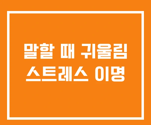 말할 때 귀울림 스트레스 이명