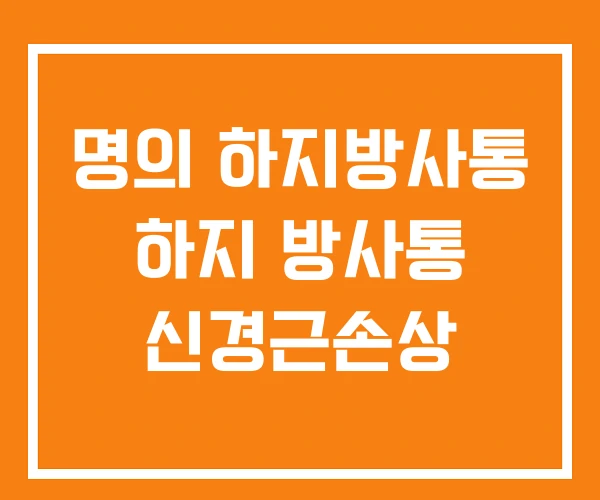 명의 하지방사통 하지 방사통 신경근손상