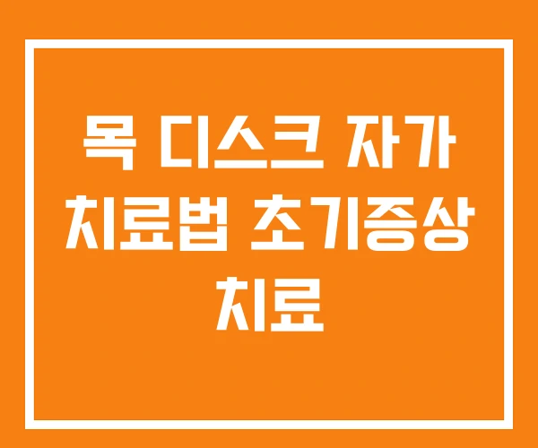 목 디스크 자가 치료법 초기증상 치료