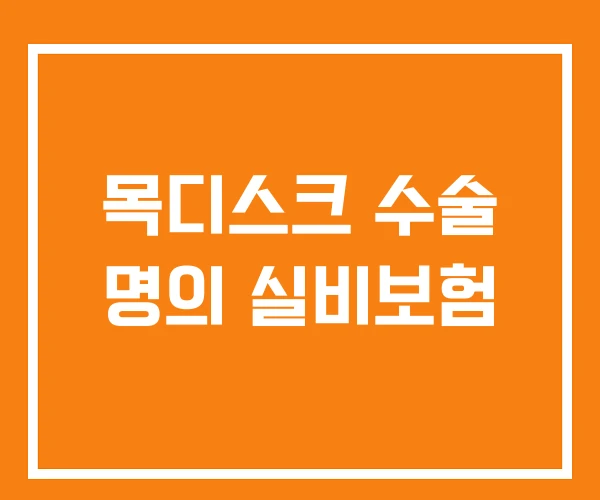 목디스크 수술 명의 실비보험 목디스크 수술 명의 실비보험