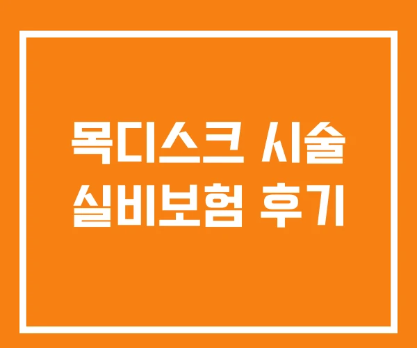 목디스크 시술 실비보험 후기 목디스크 시술 실비보험 후기