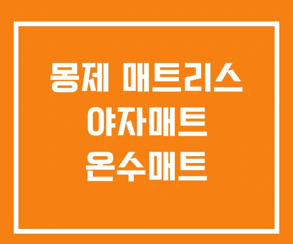 몽제 매트리스 야자매트 온수매트