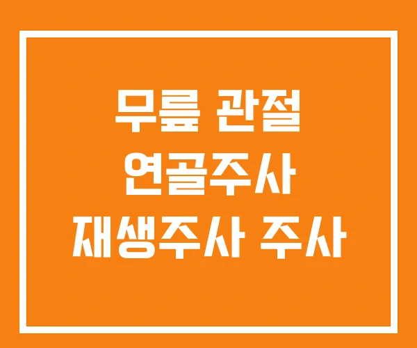 무릎 관절 연골주사 재생주사 주사 무릎 관절 연골주사 재생주사 주사