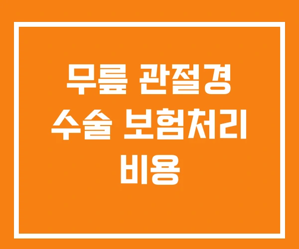 무릎 관절경 수술 보험처리 비용