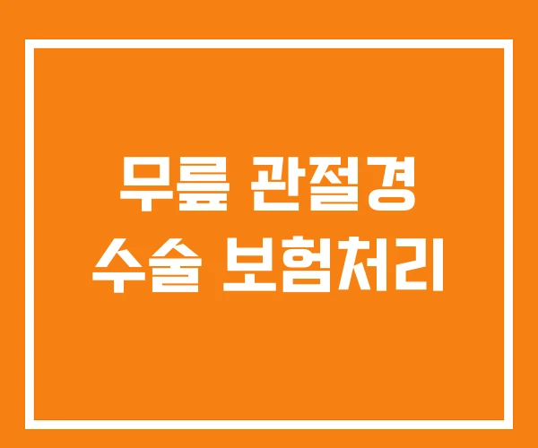 무릎 관절경 수술 보험처리 무릎 관절경 수술 보험처리
