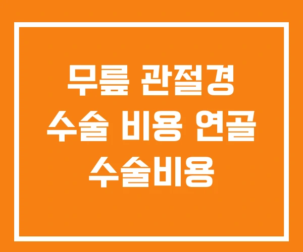 무릎 관절경 수술 비용 연골 수술비용